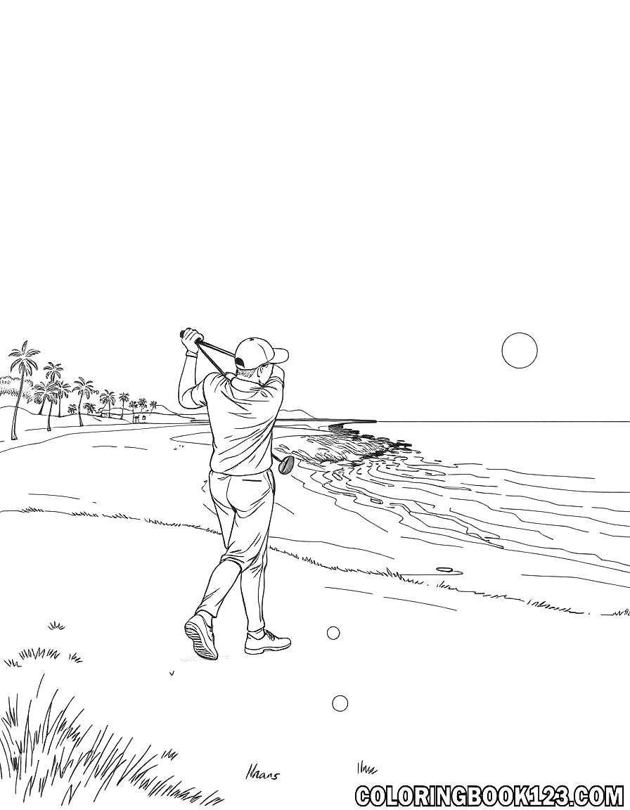 Golf Ausmalbild am Strand