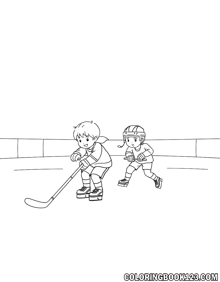 Kinder spielen Eis Hockey